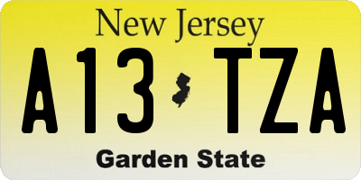 NJ license plate A13TZA