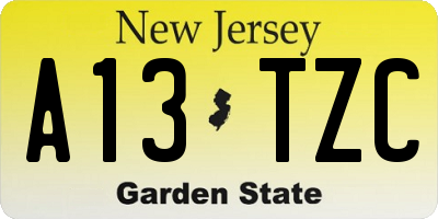 NJ license plate A13TZC