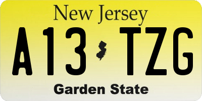 NJ license plate A13TZG