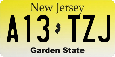 NJ license plate A13TZJ