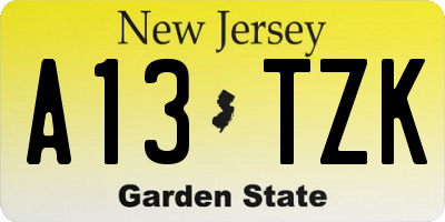 NJ license plate A13TZK