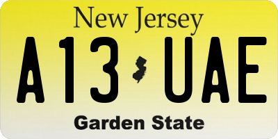 NJ license plate A13UAE
