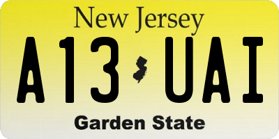 NJ license plate A13UAI