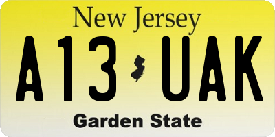 NJ license plate A13UAK