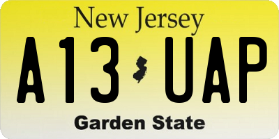 NJ license plate A13UAP