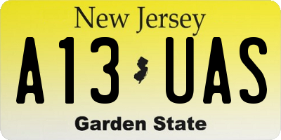 NJ license plate A13UAS