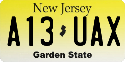 NJ license plate A13UAX