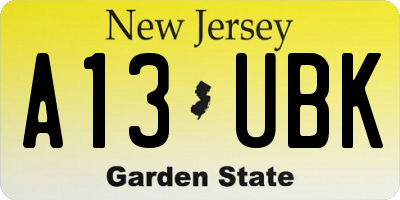 NJ license plate A13UBK