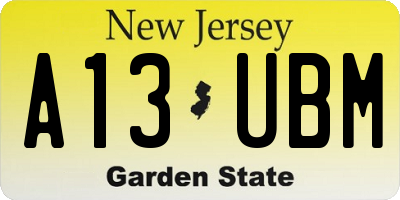 NJ license plate A13UBM