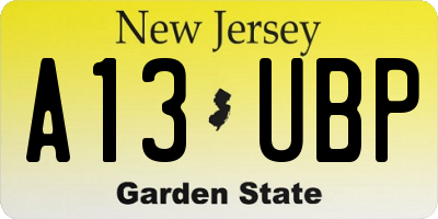 NJ license plate A13UBP