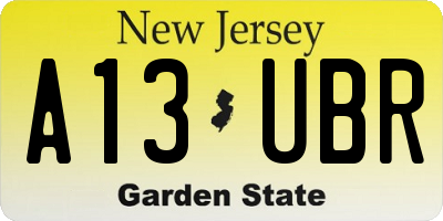 NJ license plate A13UBR