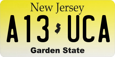NJ license plate A13UCA