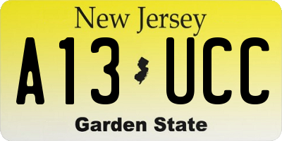 NJ license plate A13UCC