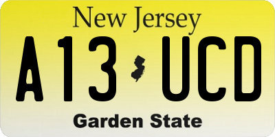 NJ license plate A13UCD