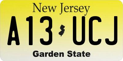 NJ license plate A13UCJ