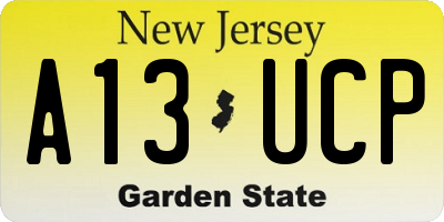 NJ license plate A13UCP