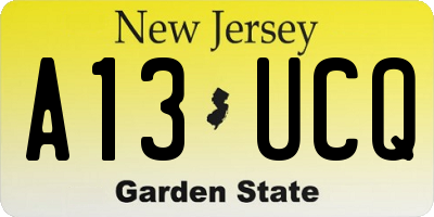 NJ license plate A13UCQ