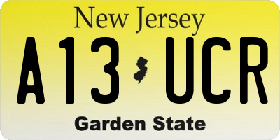 NJ license plate A13UCR