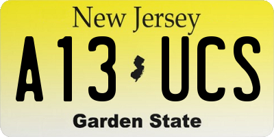 NJ license plate A13UCS