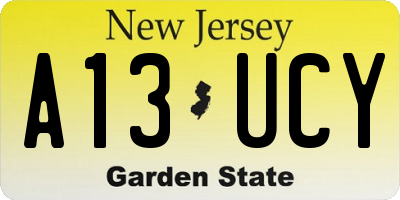 NJ license plate A13UCY