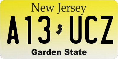 NJ license plate A13UCZ