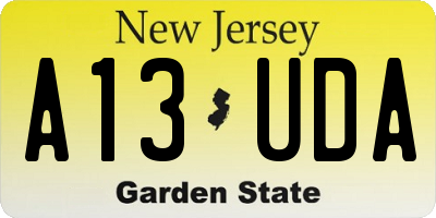 NJ license plate A13UDA