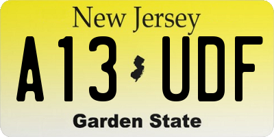 NJ license plate A13UDF