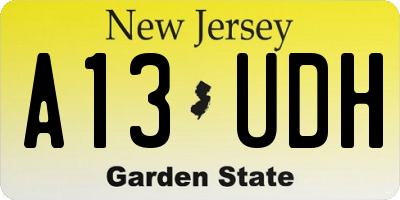 NJ license plate A13UDH