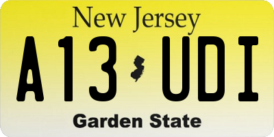 NJ license plate A13UDI