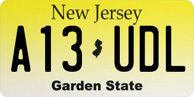 NJ license plate A13UDL