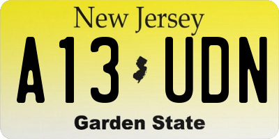 NJ license plate A13UDN