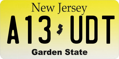 NJ license plate A13UDT
