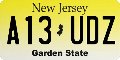 NJ license plate A13UDZ