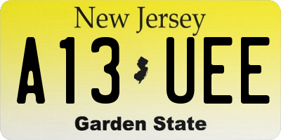 NJ license plate A13UEE