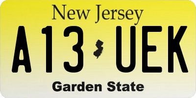 NJ license plate A13UEK