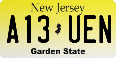NJ license plate A13UEN
