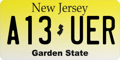 NJ license plate A13UER