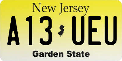 NJ license plate A13UEU