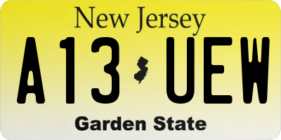 NJ license plate A13UEW