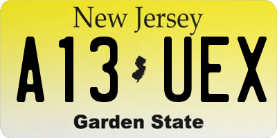 NJ license plate A13UEX