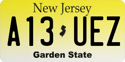 NJ license plate A13UEZ