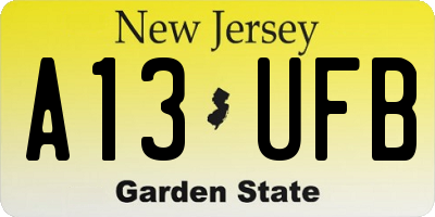NJ license plate A13UFB