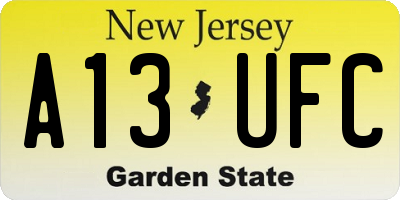NJ license plate A13UFC