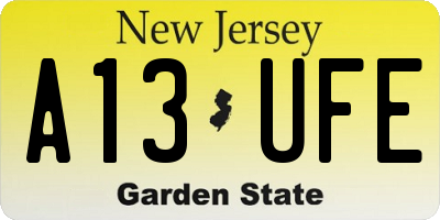 NJ license plate A13UFE