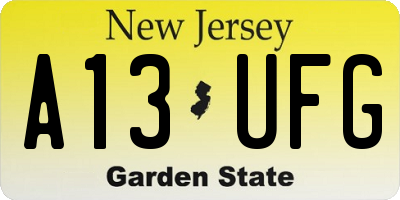 NJ license plate A13UFG