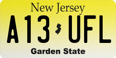 NJ license plate A13UFL
