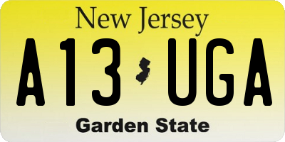 NJ license plate A13UGA