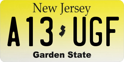 NJ license plate A13UGF