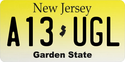 NJ license plate A13UGL