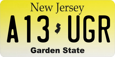 NJ license plate A13UGR